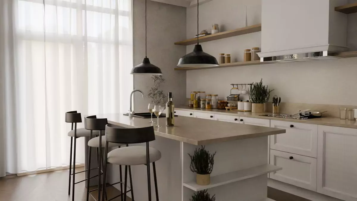 Moderne Küche mit matten Flächen